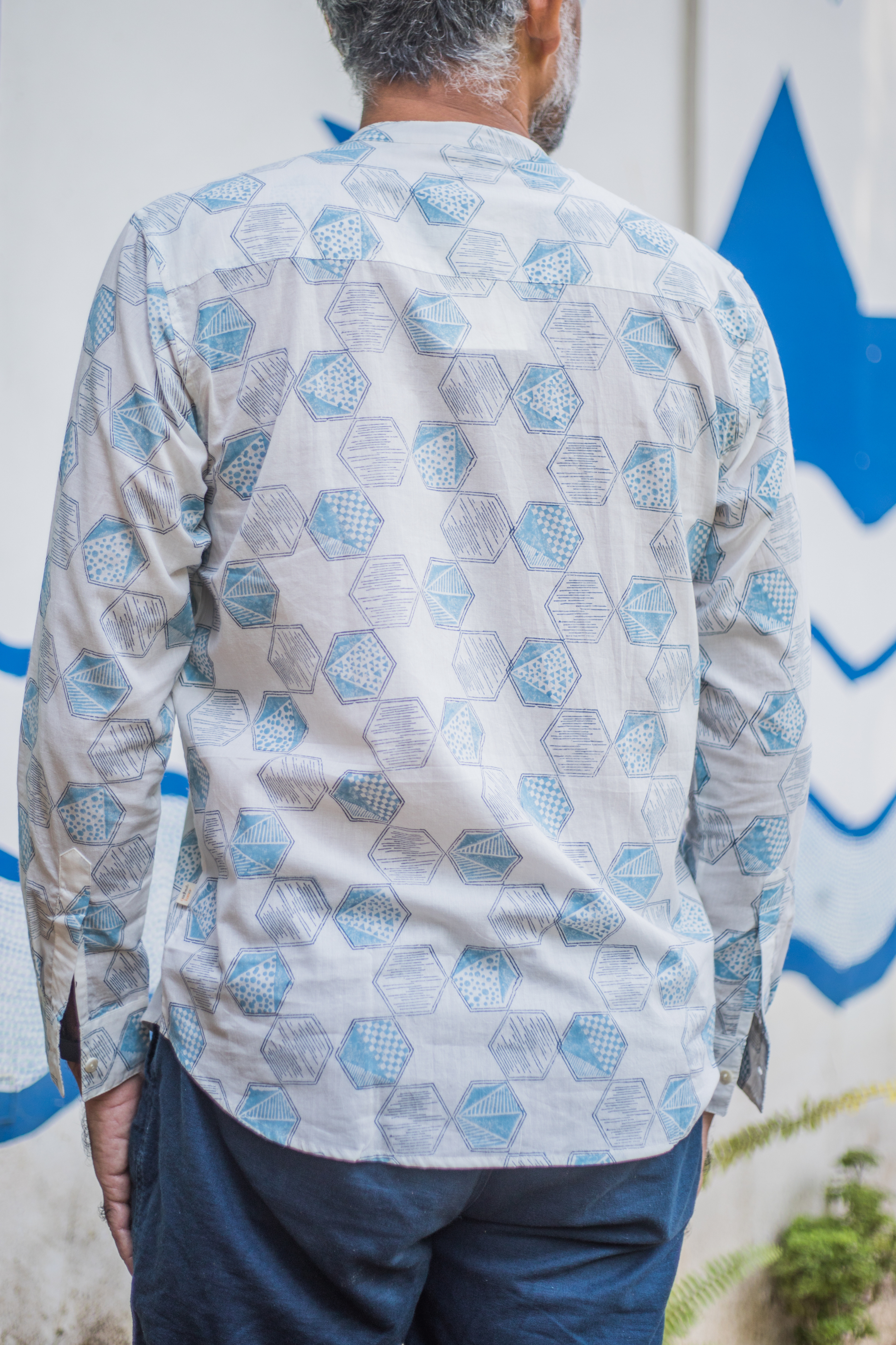 Blue Hexagon Shirt Paper Boat Collective | Goa | Bangalore Blue Hexagon Shirt Paper Boat Collective | Goa | Bangalore