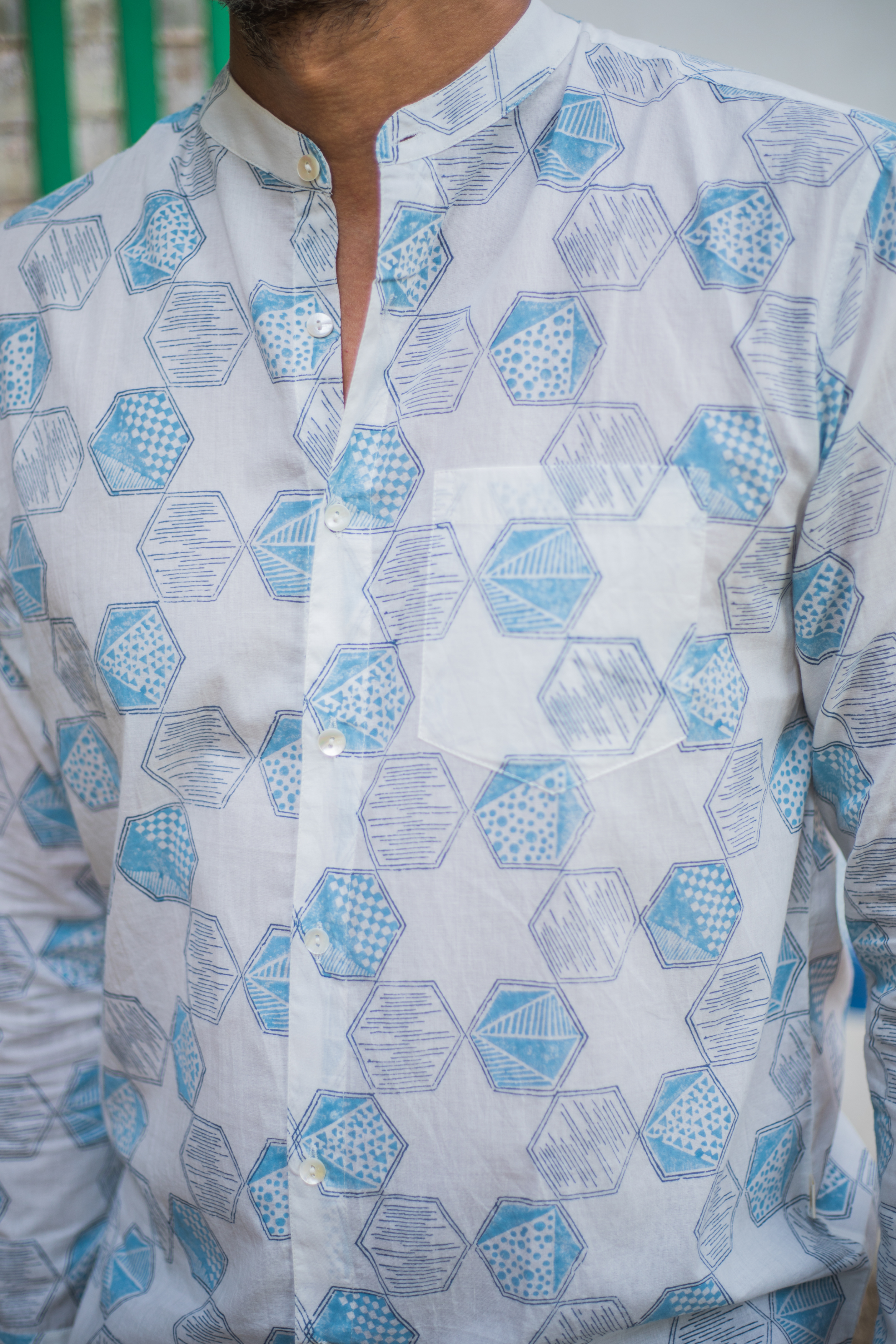 Blue Hexagon Shirt Paper Boat Collective | Goa | Bangalore Blue Hexagon Shirt Paper Boat Collective | Goa | Bangalore