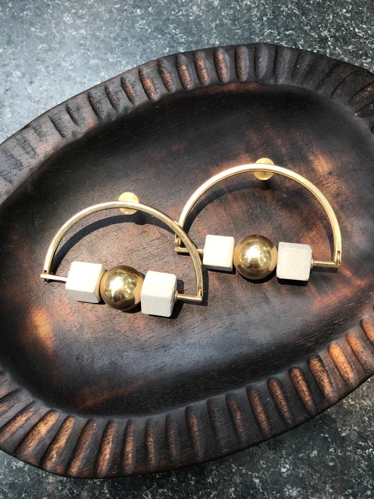 Concrete Orb Earrings
